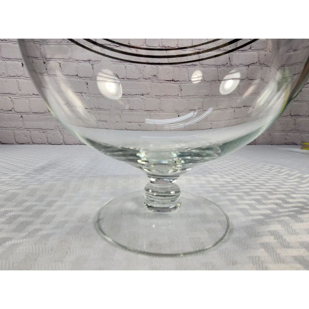Vintage West Virginia Glass Footed Cocktail Martini Pitcher Silver Platium Rings